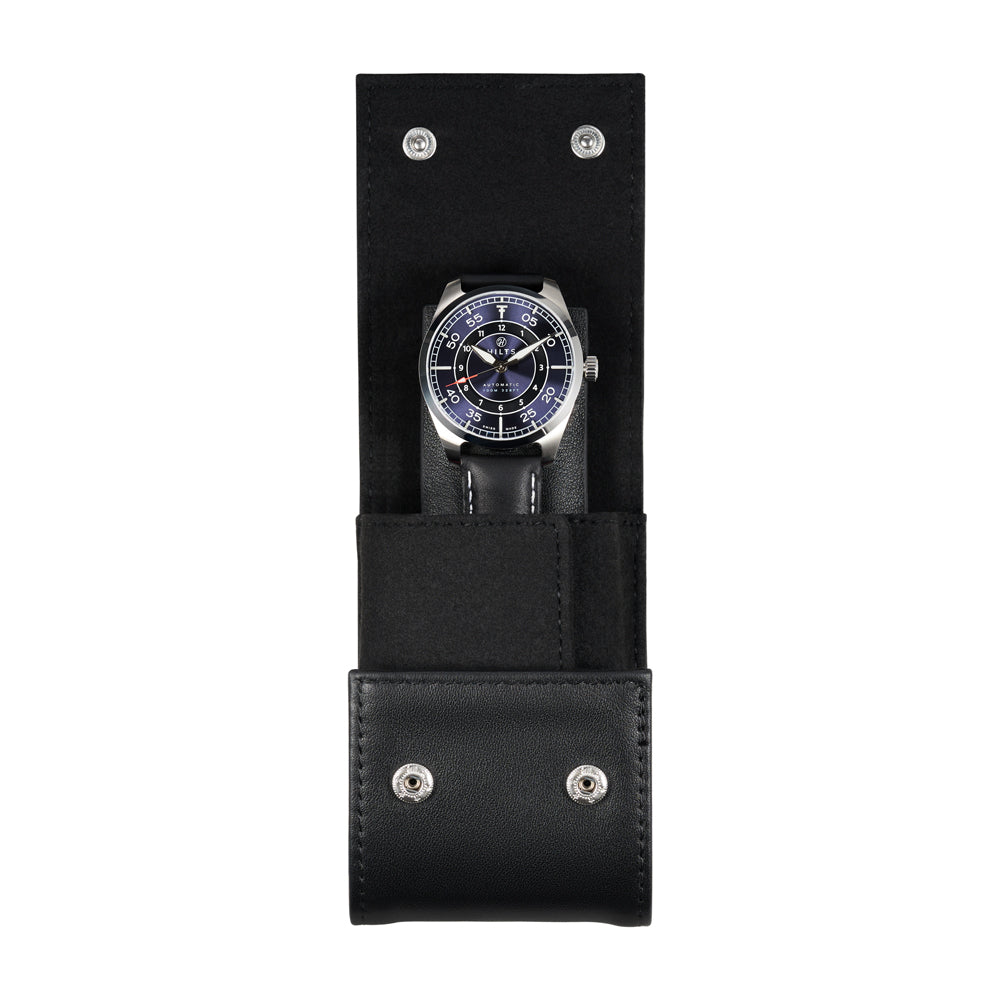 Black Leather Watch Travel Case