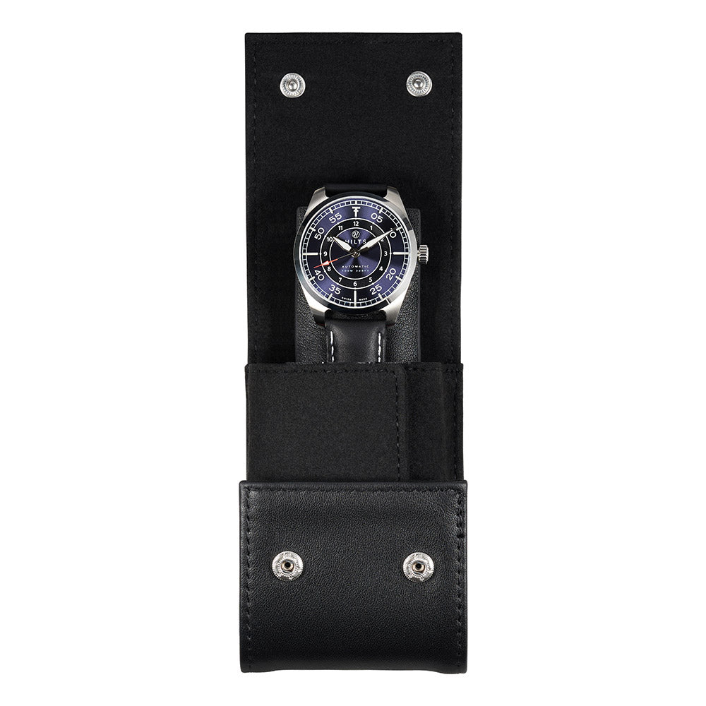 Black Leather Watch Travel Case